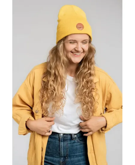 Yellow organic cotton classic beanie