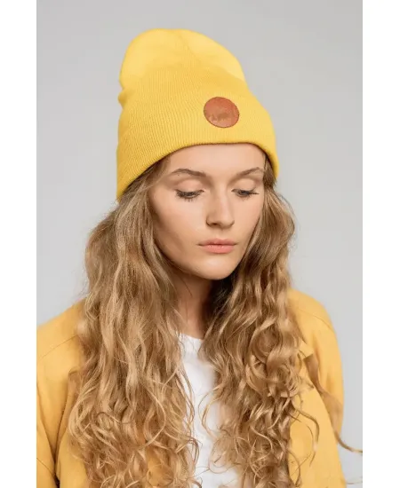 Yellow organic cotton classic beanie