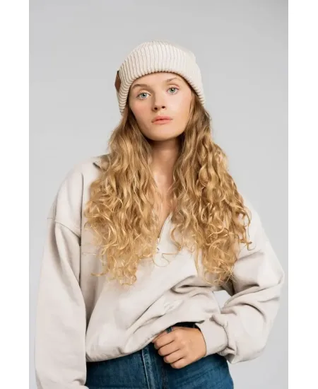 Beige organic cotton winter beanie