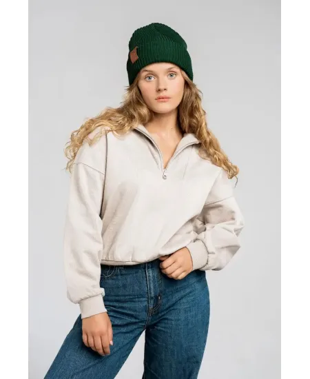 Bottle green organic cotton winter beanie