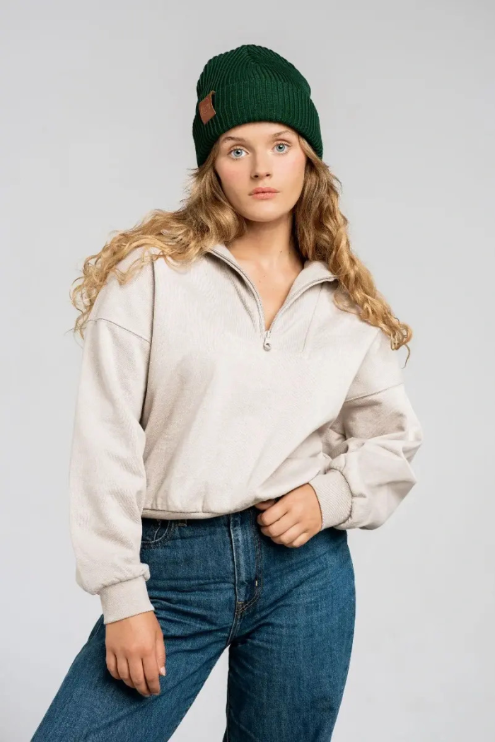 Bottle green organic cotton winter beanie