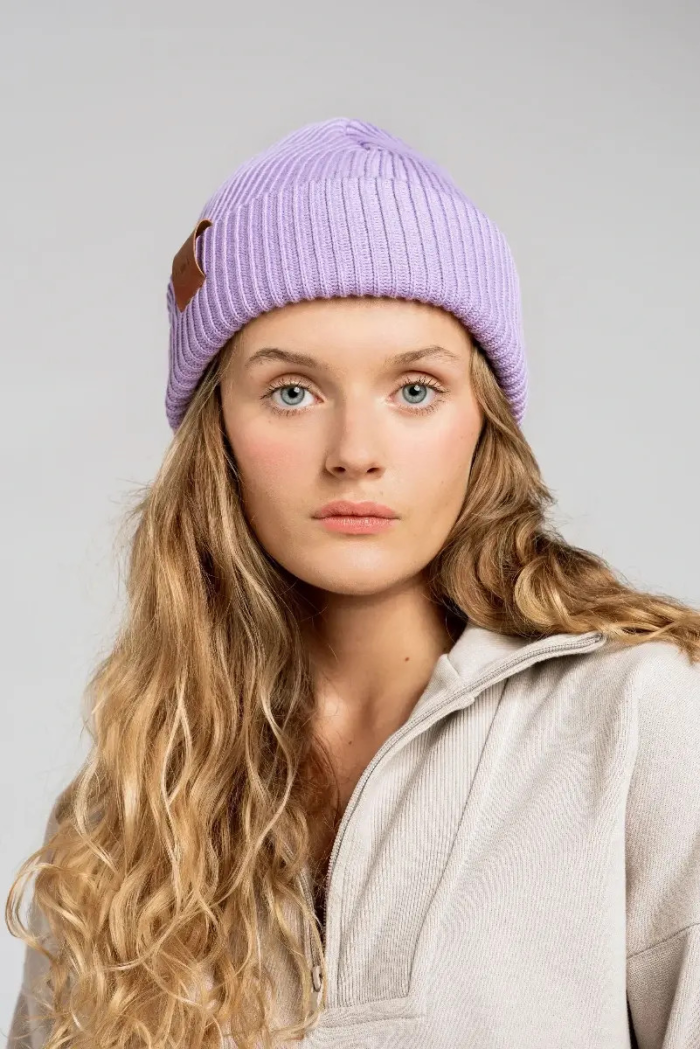 Lilac organic cotton winter beanie