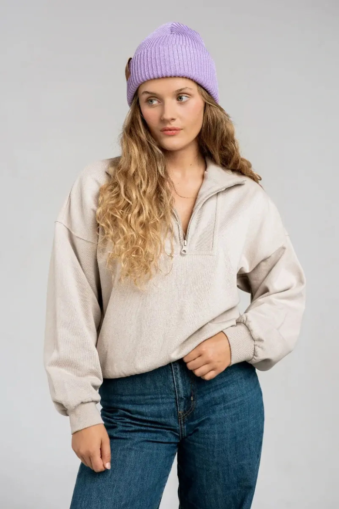 Lilac organic cotton winter beanie