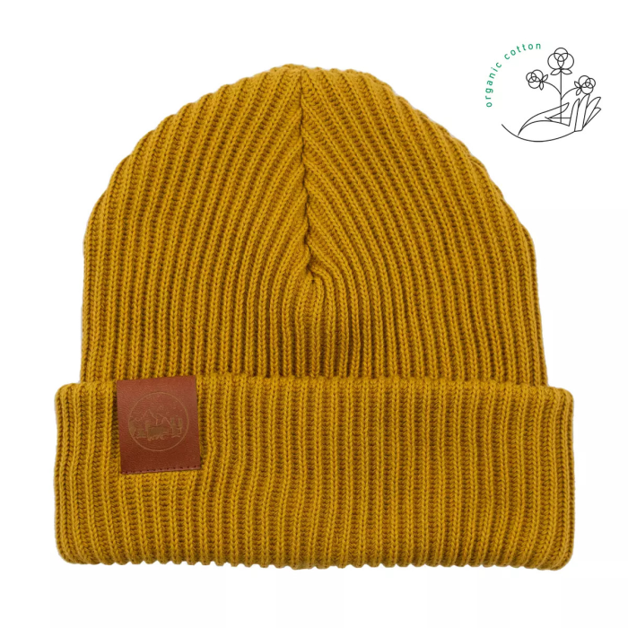 Mustard organic cotton winter beanie