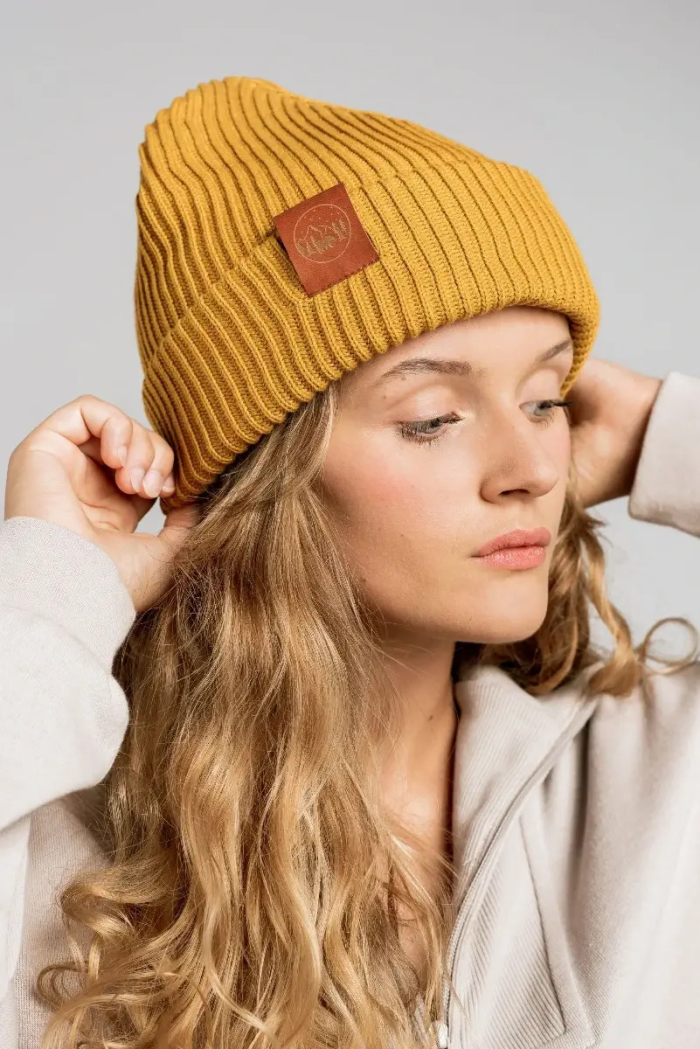 Mustard organic cotton winter beanie