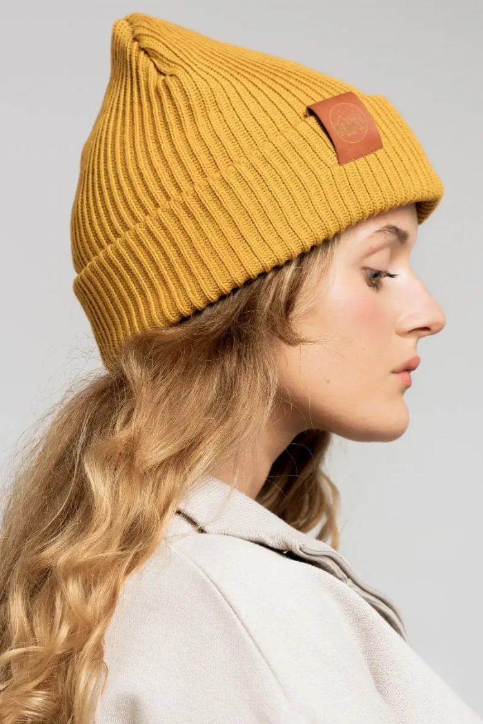 Mustard organic cotton winter beanie