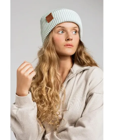 Pearl grey organic cotton winter beanie