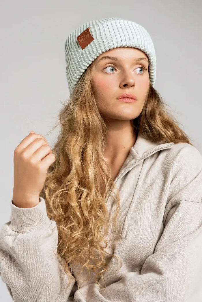 Pearl grey organic cotton winter beanie