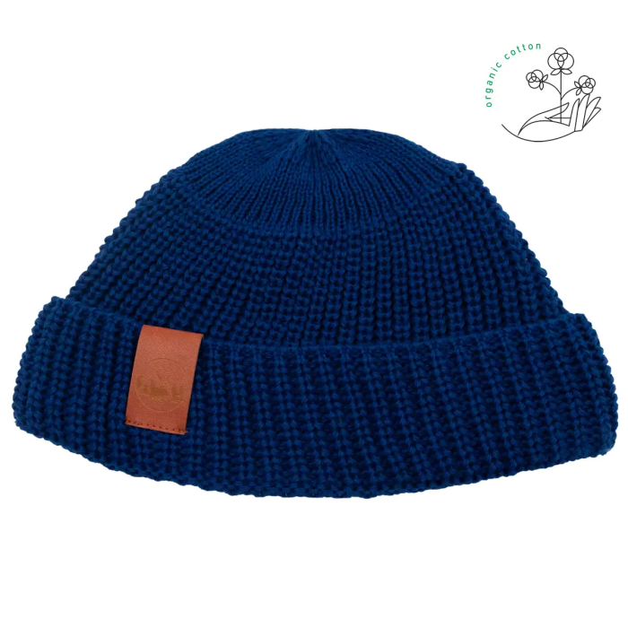 Inky blue organic cotton burglar beanie