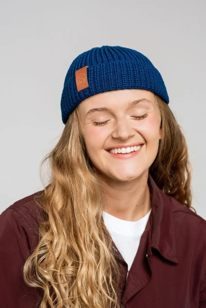 Inky blue organic cotton burglar beanie