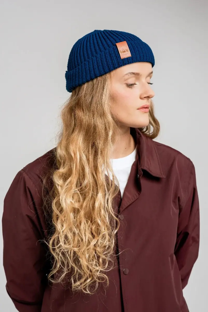 Inky blue organic cotton burglar beanie