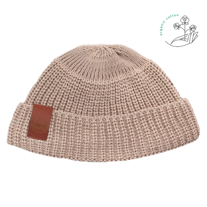 Beige organic cotton burglar beanie