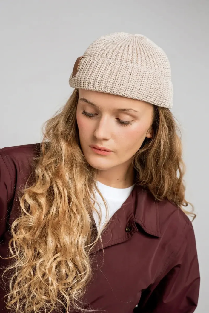 Beige organic cotton burglar beanie