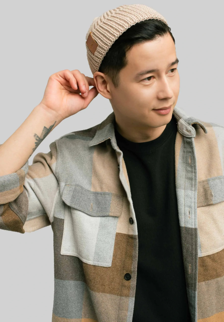 Beige organic cotton burglar beanie