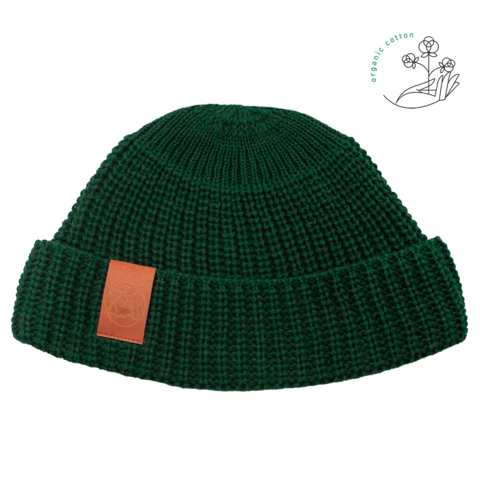 Bottle green organic cotton burglar beanie