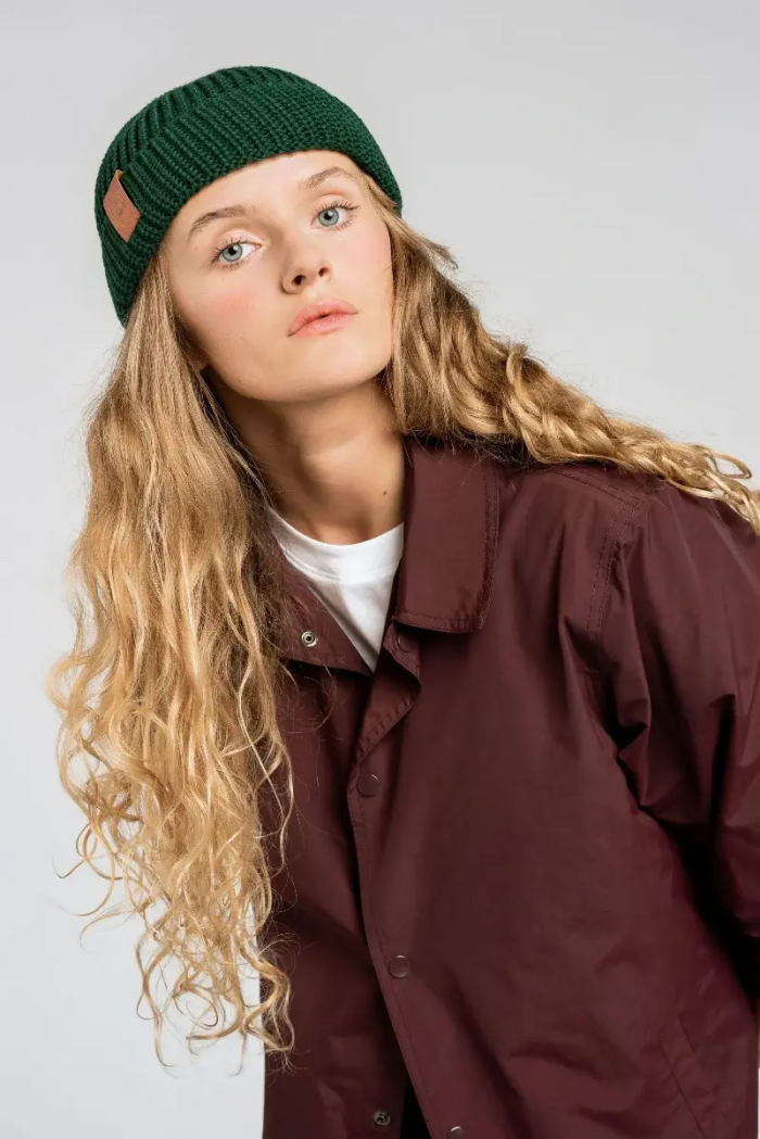 Bottle green organic cotton burglar beanie