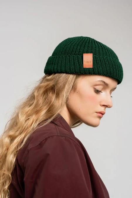 Bottle green organic cotton burglar beanie