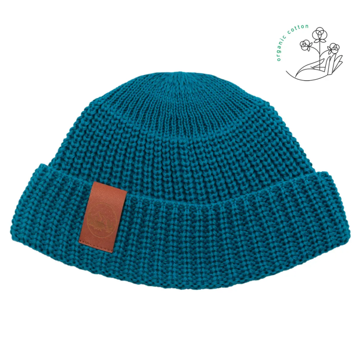 Dark turquoise organic cotton burglar beanie