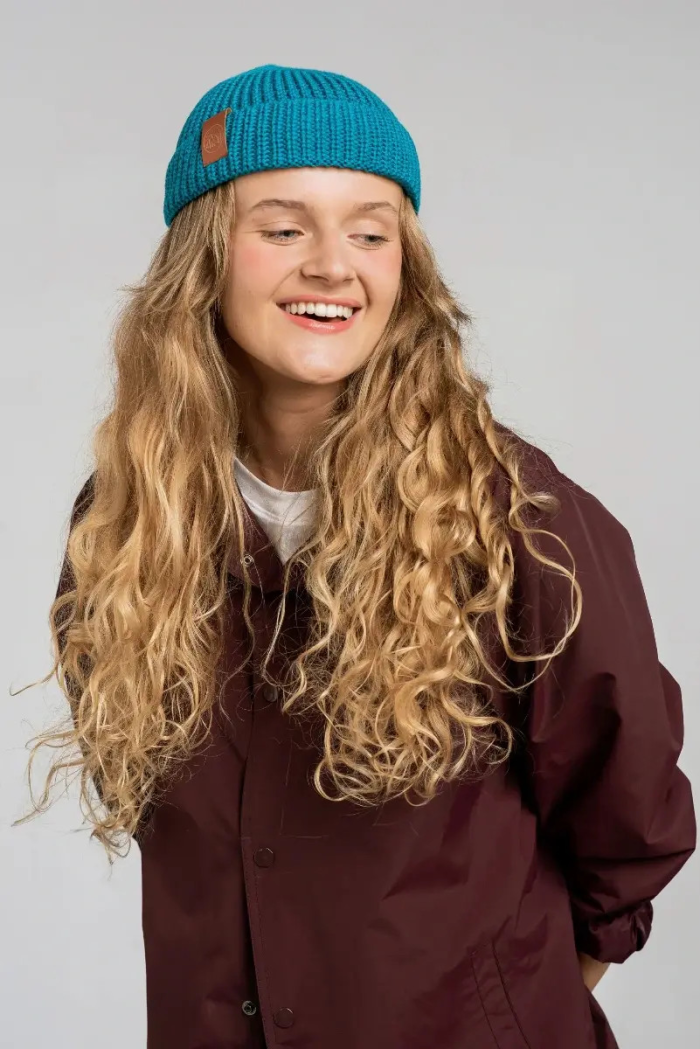 Dark turquoise organic cotton burglar beanie