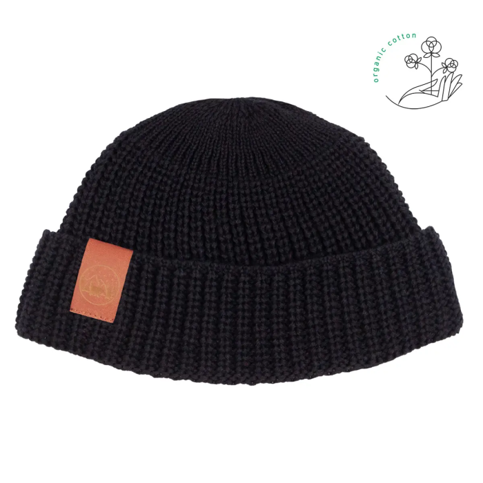 Black organic cotton burglar beanie