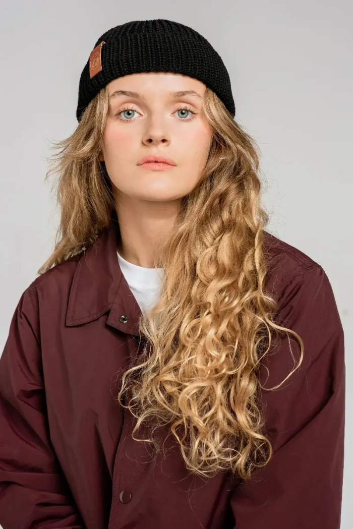Black organic cotton burglar beanie