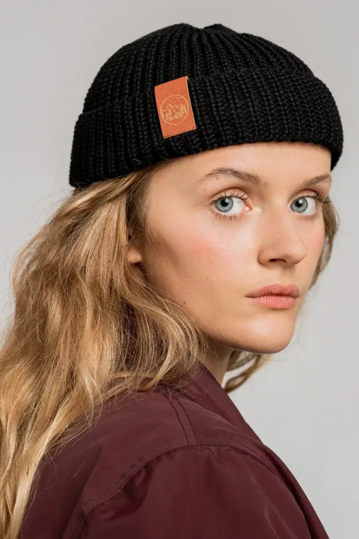 Black organic cotton burglar beanie