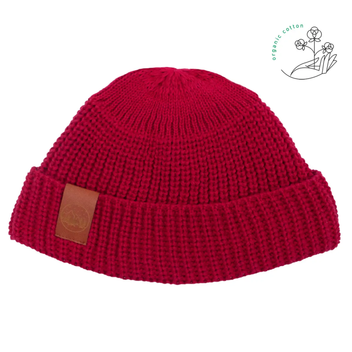 Raspberry red organic cotton burglar beanie