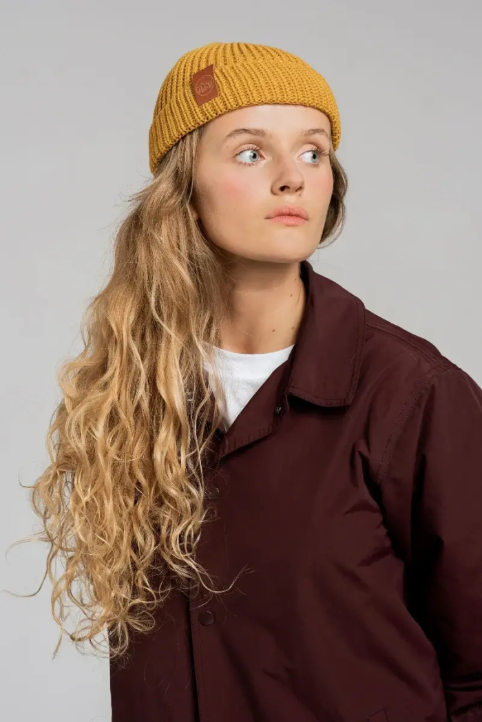 Mustard organic cotton burglar beanie