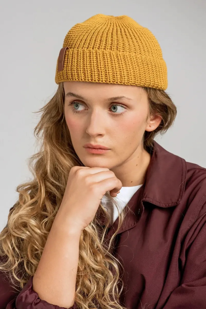 Mustard organic cotton burglar beanie