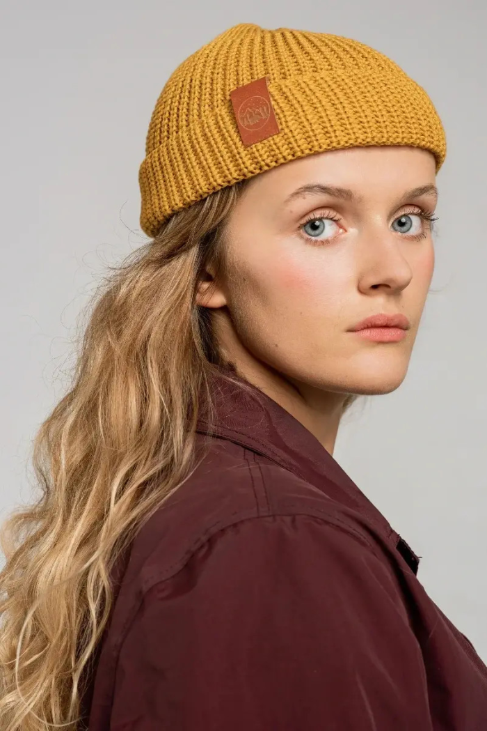 Mustard organic cotton burglar beanie