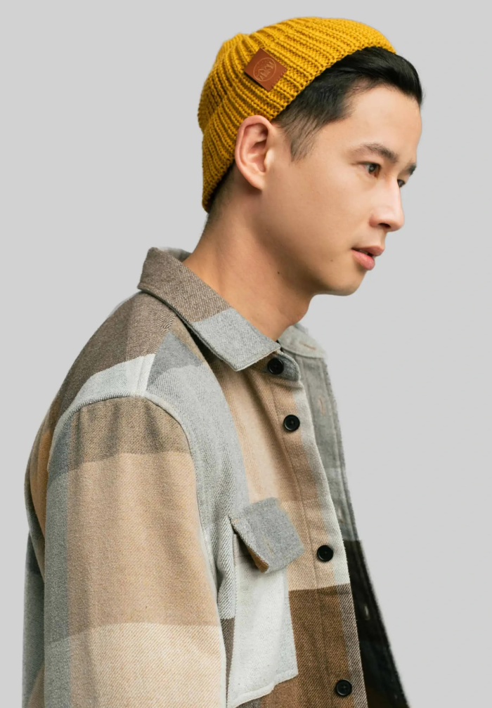 Mustard organic cotton burglar beanie