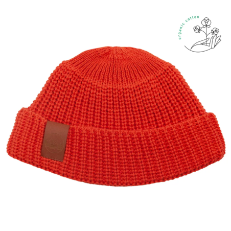 Orange organic cotton burglar beanie