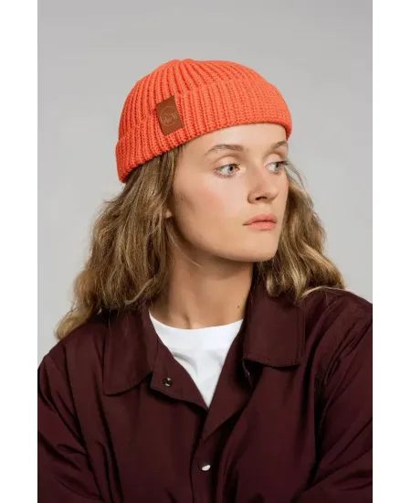 Orange organic cotton burglar beanie