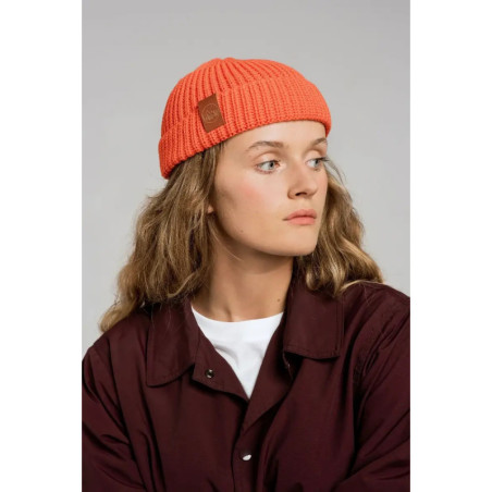 Orange organic cotton burglar beanie
