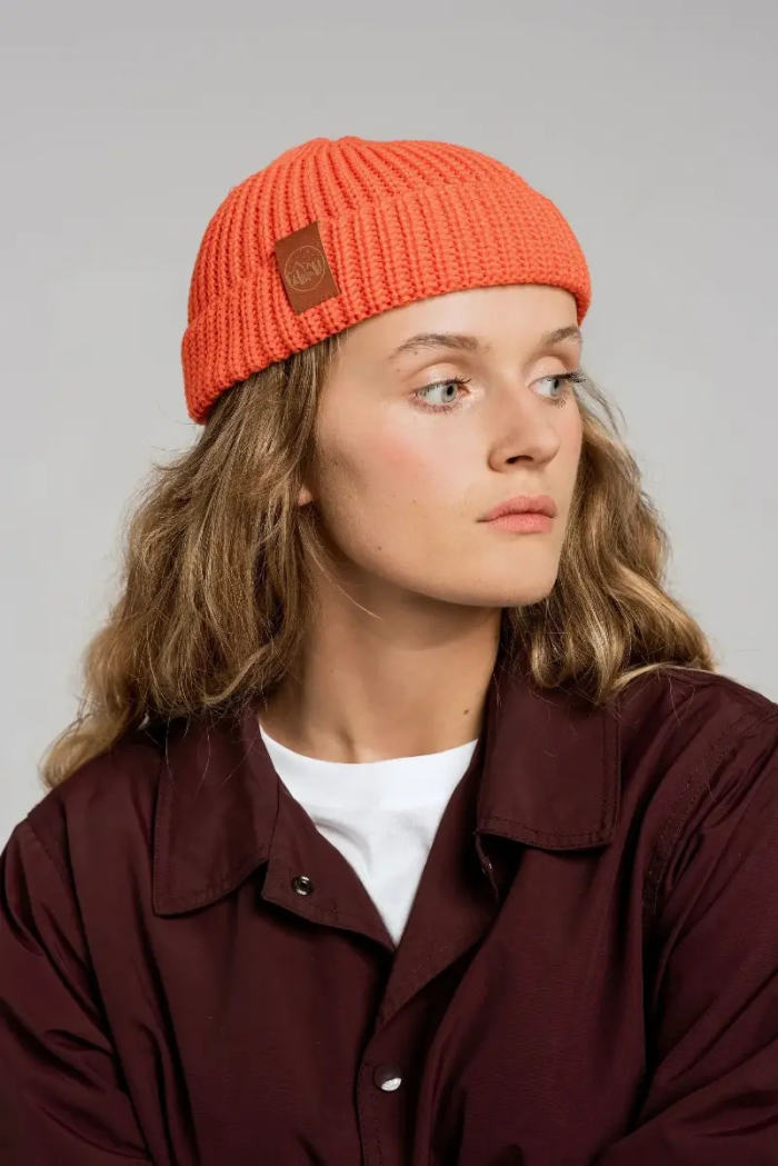 Orange organic cotton burglar beanie