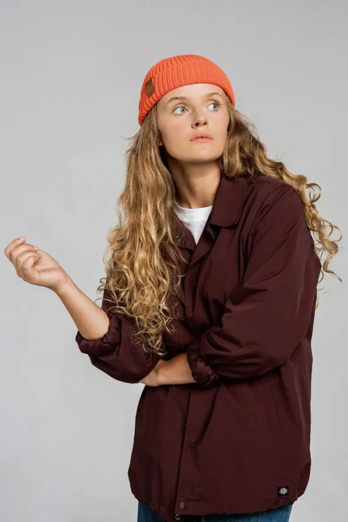 Orange organic cotton burglar beanie