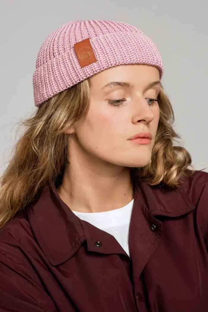 Powder pink organic cotton burglar beanie