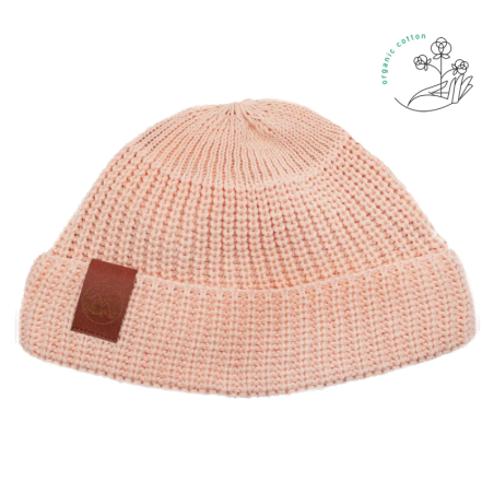 Czapka złodziejka z bawełny organicznej różany krem