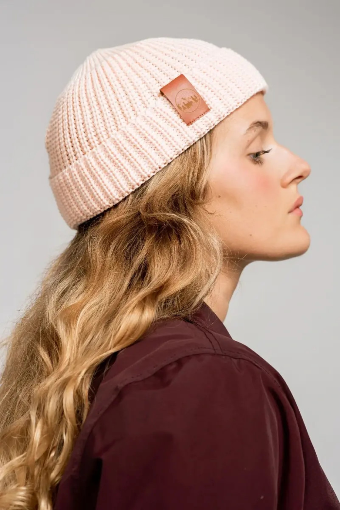 Rose cream organic cotton burglar beanie