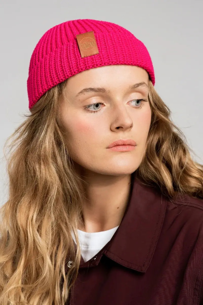 Pink organic cotton burglar beanie