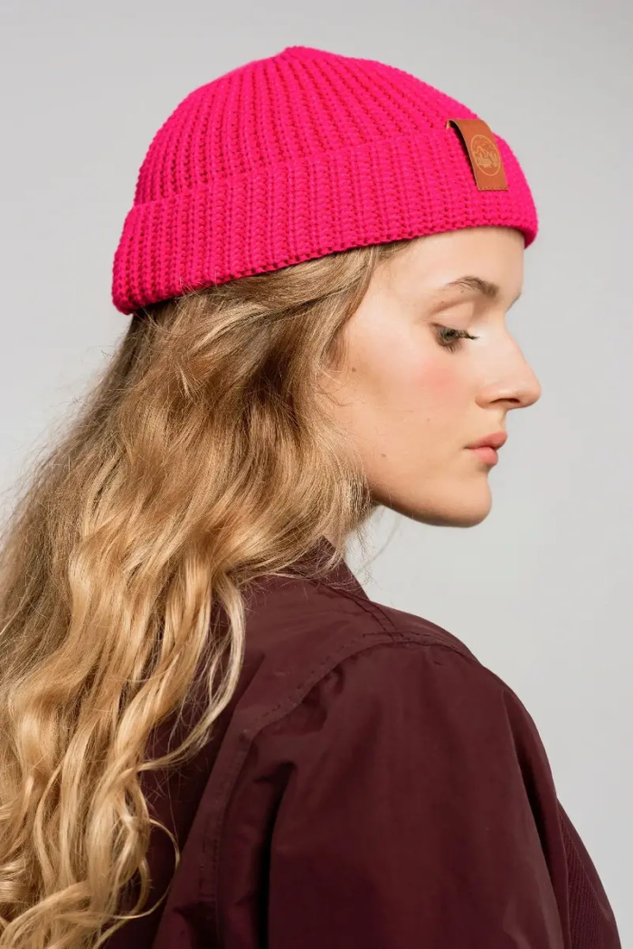 Pink organic cotton burglar beanie