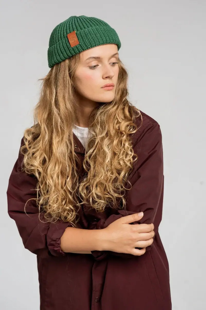 Sage green organic cotton burglar beanie