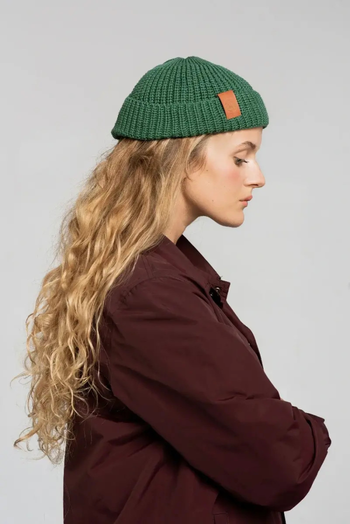 Sage green organic cotton burglar beanie