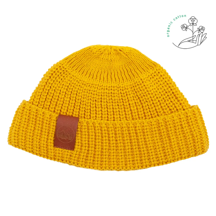 Yellow organic cotton burglar beanie