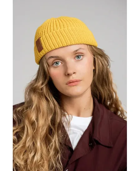 Yellow organic cotton burglar beanie