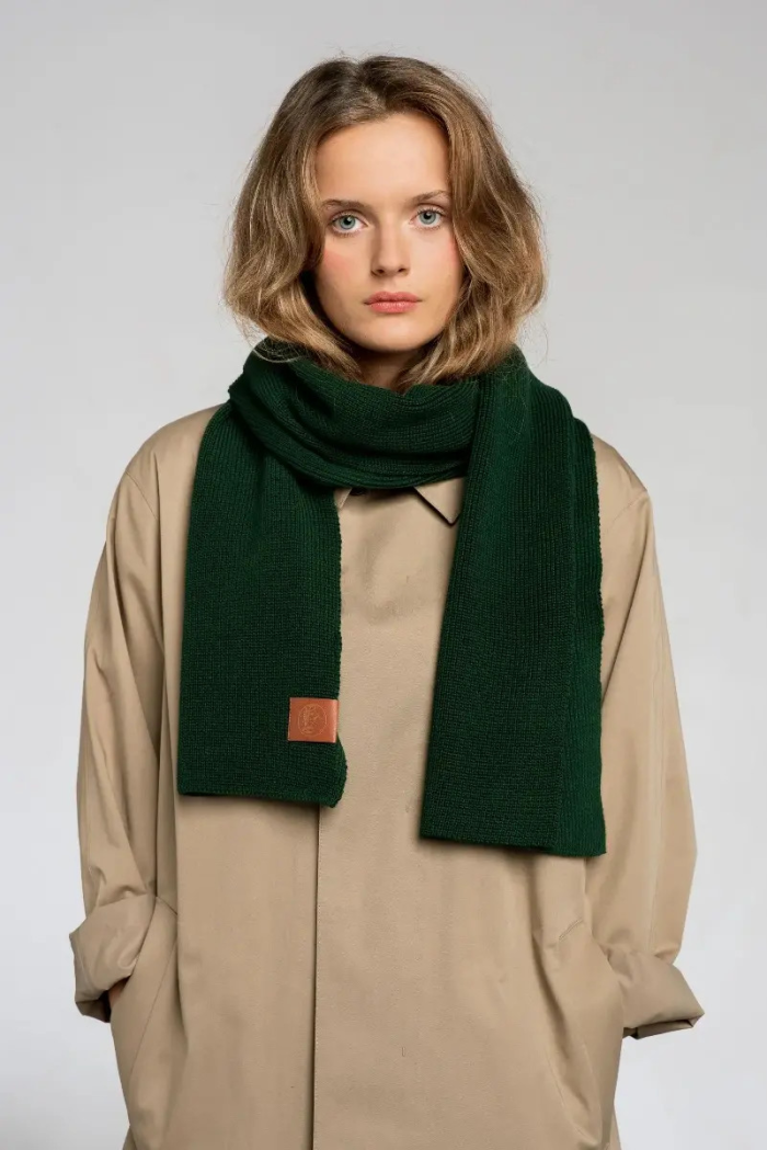 Bottle green organic cotton plain scarf