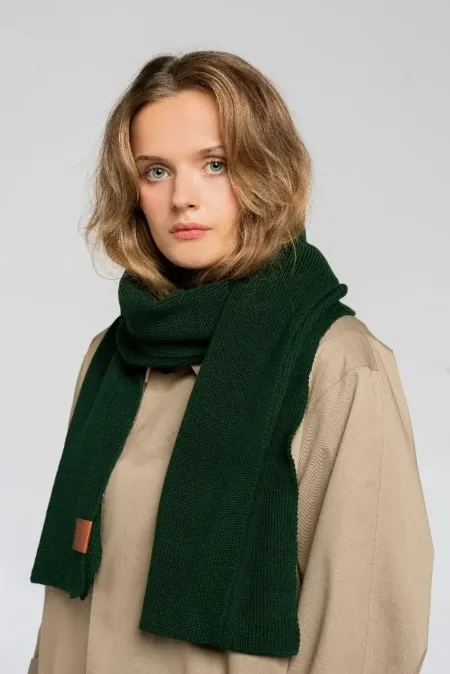 Bottle green organic cotton plain scarf