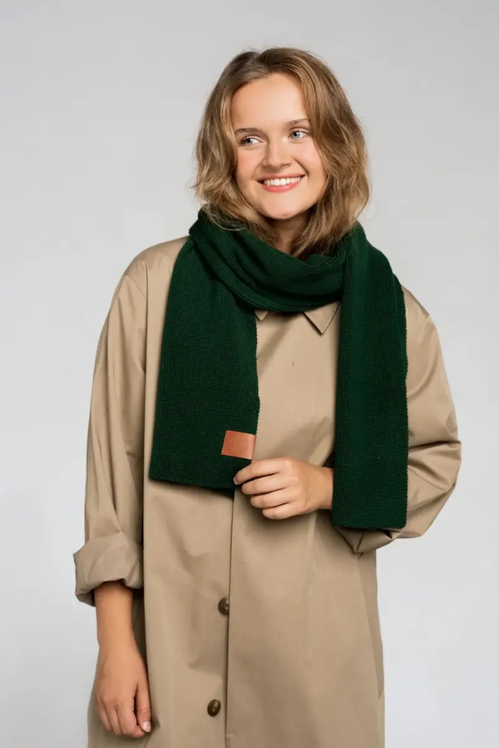 Bottle green organic cotton plain scarf