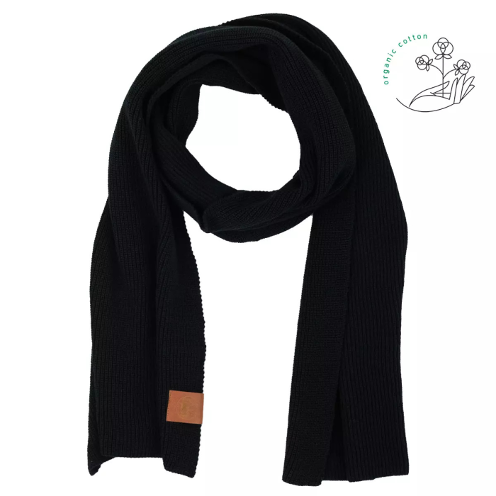 Black organic cotton plain scarf