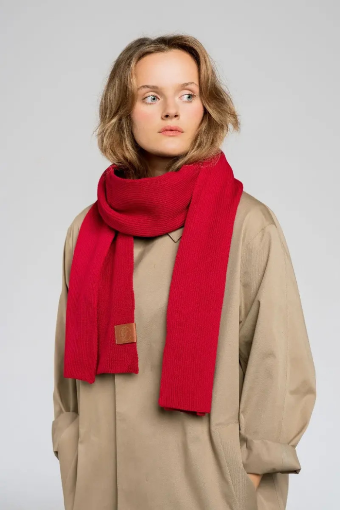 Raspberry red organic cotton plain scarf